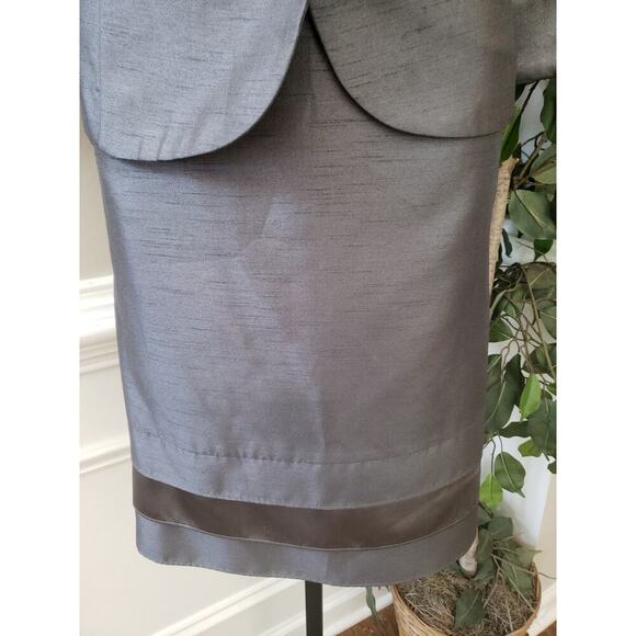 Dana Kay Skirt Suit Set Women's 18 Silver Single Breasted Collar 3 Button Front - Picture 13 of 16